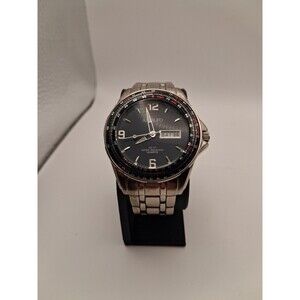 Adolfo Men’s Stainless Steel Watch Black Dial Day Date Quartz 100 FT WR